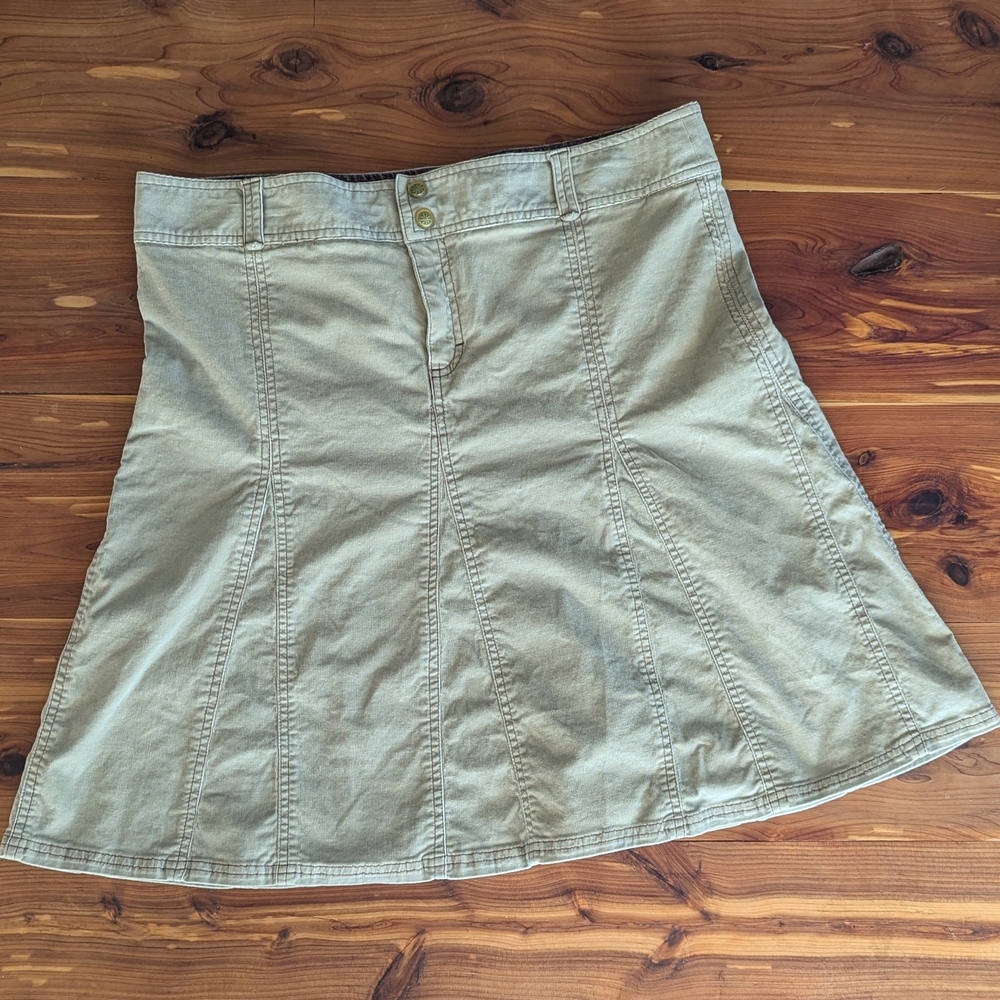 Athleta Corduroy Beige A-Line Skirt Size 14